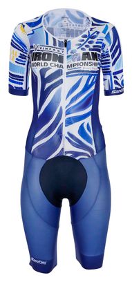 Combinaison Trifonction Ironman x Santini Championnat du Monde Nice 2024 - Bleu/Blanc