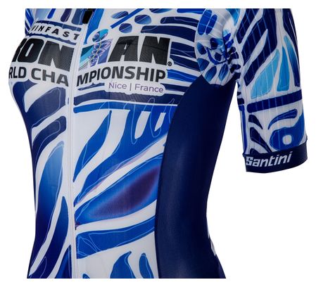 Combinaison Trifonction Ironman x Santini Championnat du Monde Nice 2024 - Bleu/Blanc