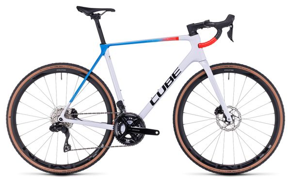 Vélo de Cyclocross Cube Cross Race C:62 SLX Shimano 105 Di2 12V 700 mm Gris Bleu Rouge Teamline 2023