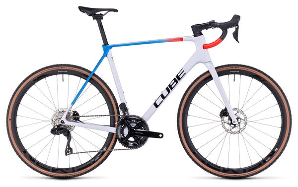 Cube Cross Race C:62 SLX Cyclocross Fiets Shimano 105 Di2 12S 700 mm Teamline Grijs Blauw Rood 2023