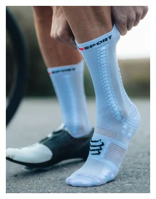 Chaussettes Compressport Pro Racing Socks v4.0 Bike Blanc/Noir 