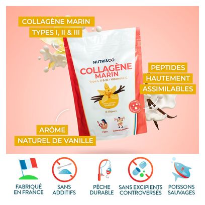 Collagène Marin - Peau et Santé des Articulations - Goût Vanille - 180 grammes