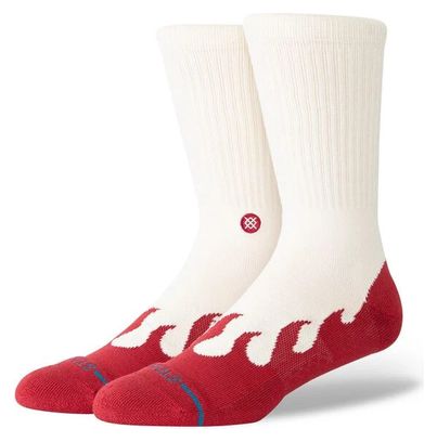Stance Heating Up Crew Socks, White/Red