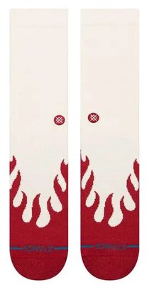 Stance Heating Up Crew Socks, White/Red