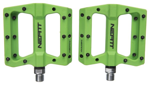 Pair of Neatt Composite 8 Pin Flat Pedals Green
