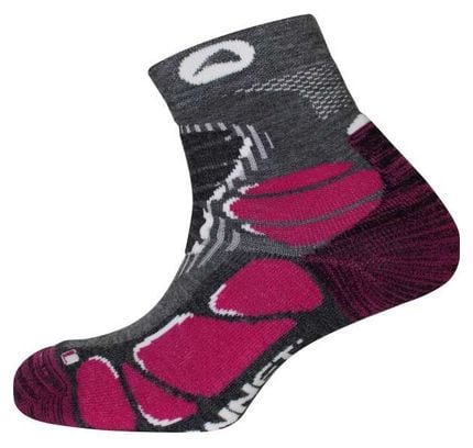 Pair of Monnet Trek Mid Light Gray / Pink Socks