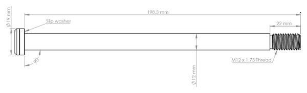Asse posteriore Burgtec Trek MTB 198,5 mm | M12x1,75 | Nero