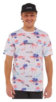 Camiseta técnica de manga corta Dharco Graze Blanca/Rosa Flamingo