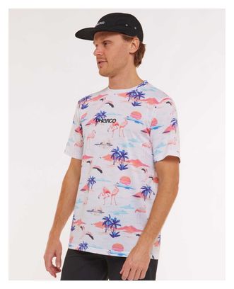 T-Shirt Technique Manches Courtes Dharco Jessie Blanc/Flamands Roses
