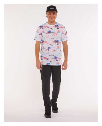 T-Shirt Technique Manches Courtes Dharco Jessie Blanc/Flamands Roses