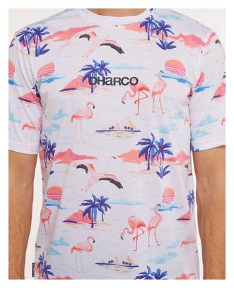 T-Shirt Technique Manches Courtes Dharco Jessie Blanc/Flamands Roses