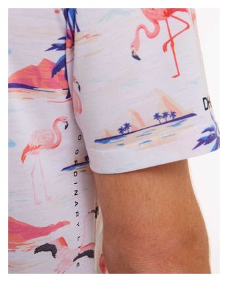 T-Shirt Technique Manches Courtes Dharco Jessie Blanc/Flamands Roses