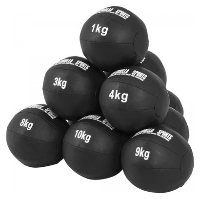 Médecine Ball Gorilla Sports Cuir Synthétique de 1kg à 10kg - Poids : LOT DE 10