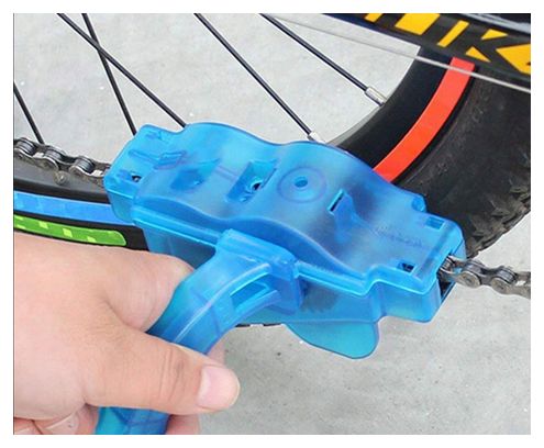 Nettoyeur de chaîne de vélo avec brosses Nettoyeur de vélo bleu