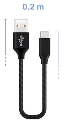 Sunslice Câble USB-A vers USB-C 20 cm 18W Noir