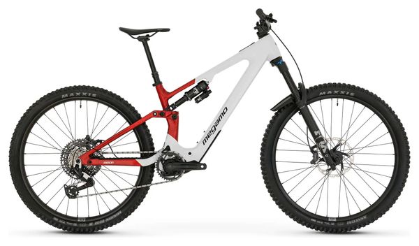 Bicicleta eléctrica de montaña con suspensión total Megamo Reason AL 05 Sram 12 V, 800 Wh, DJI 150 Nm, 29'', blanco/rojo, 2027