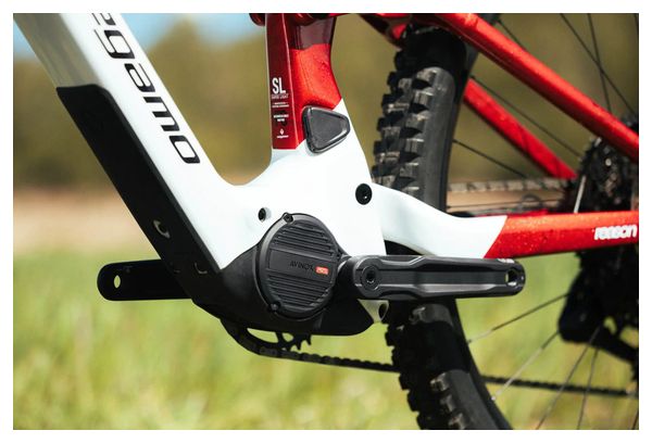 Bicicleta eléctrica de montaña con suspensión total Megamo Reason AL 05 Sram 12 V, 800 Wh, DJI 150 Nm, 29'', blanco/rojo, 2027