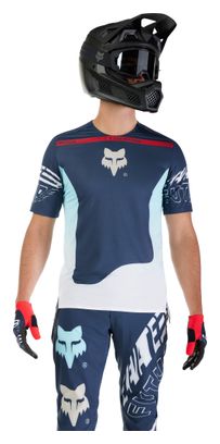 Fox Flexair Elevated Maillot de manga corta Azul/Rojo