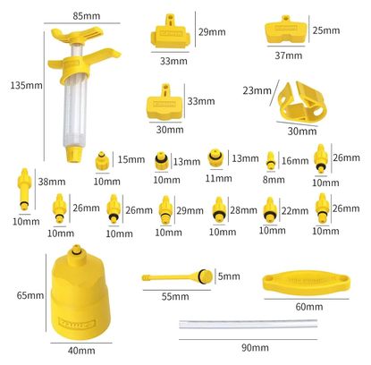 Kit universel de purge de freins vélo – Compatible Shimano/SRAM/Magura/Tektro (bouteille + entonnoir + adaptateurs)