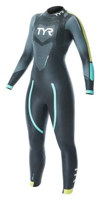 Combinaison de Triathlon Femme TYR Hurricane Cat 2 Noir/Jaune/Turquoise