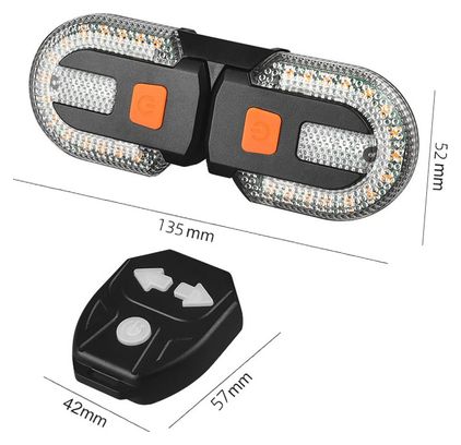 Clignotants vélo LED avec télécommande sans fil – 3 en 1 USB rechargeable