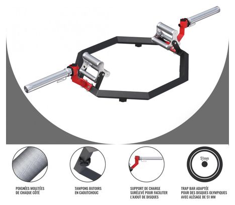 Trap Bar ergonomique à plusieurs poignées - Pour disques Olympiques