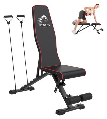 Banc de musculation réglable fitness pliable compact Noir Rouge