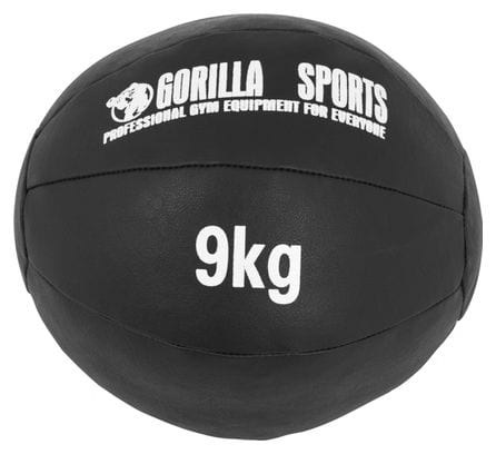 Médecine Ball Gorilla Sports Cuir Synthétique de 1kg à 10kg - Poids : 9 KG