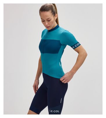 Maillot de manga corta Le Col Sport Azul para mujer