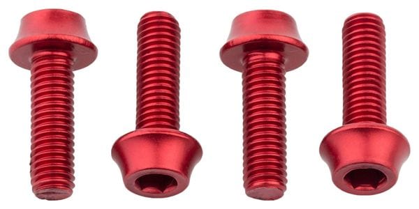Set van 4 Wolf Tooth Water Bottle Cage Bolts M5x15 mm Rood