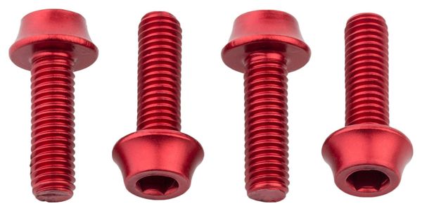 Wolf Tooth Water Bottle Cage Bolts (x4) M5x15 mm Red