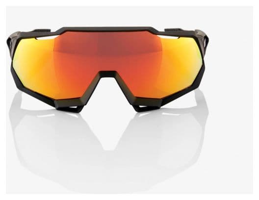 100% Speedtrap Soft Tact Black - Hiper Red Multilayer + Yellow Mirror Lenses