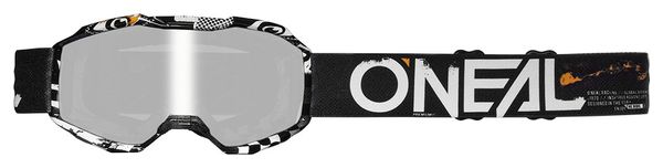 O'Neal B-10 Attack Kids Goggle Black/White Silver Mirror Lens