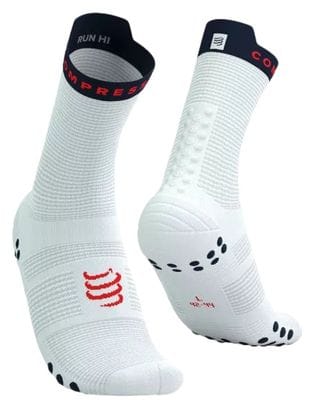 Chaussettes Compressport Pro Racing Socks v4.0 Run High Blanc/Bleu