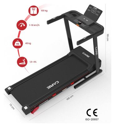 Tapis de course connecté - 16km/h - CARE - Jogger - KINOMAP