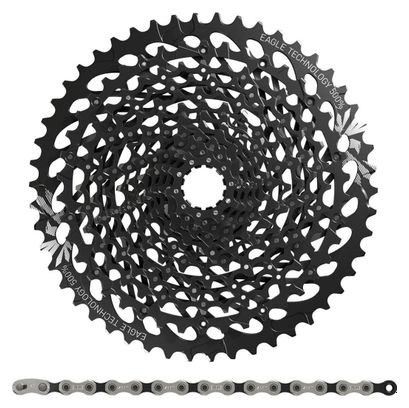 Pack Cassette Sram GX EAGLE XG-1275 10-50 Dents 12V + Chaine Sram GX Eagle 12 Vitesses 126 Maillons Noir Argent