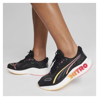 Zapatillas de Running Puma Magnify Nitro Tech 2 Negro Naranja Mujer