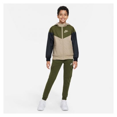 Nike Sportswear Windrunner Beige Khaki Zwart Kids' Hooded Jacket