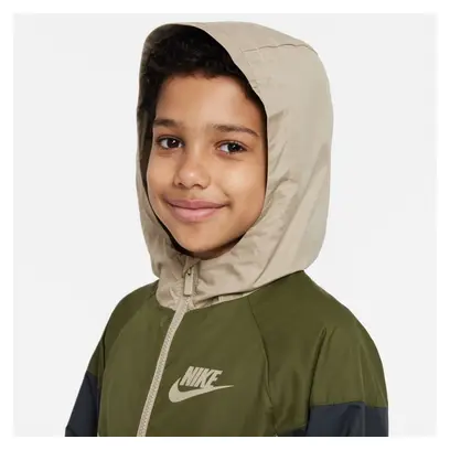 Kinder Nike Sportswear Windrunner Kapuzenjacke Beige Khaki Schwarz