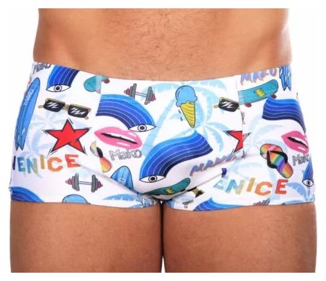 Mako Shorty Badeanzug Venice beach Weiß / Mehrfarbig