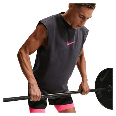Camiseta sin mangas Nike Easy Work negra/rosa para hombre