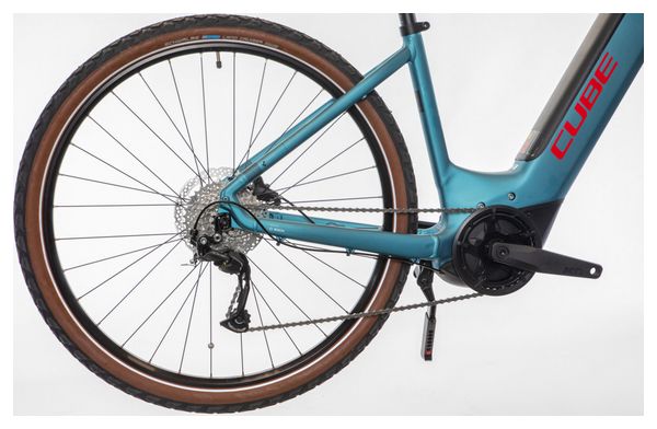 Producto renovado - Cube Nuride Hybrid Performance 500 Allroad Easy Entry Shimano Alivio 9V 500 Wh 29'' Bleu Metal 2023 Bicicleta híbrida eléctrica