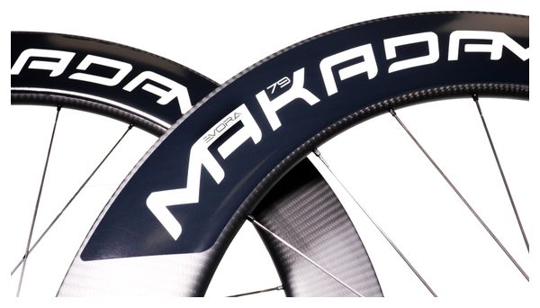 Paire de roues carbone route – MaKadamm evora 79 disc xpremium à pneus – 1492 gr la paire – centerlock – axe 12x100 | 12x142