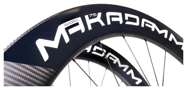 Paire de roues carbone route – MaKadamm evora 79 disc xpremium à pneus – 1492 gr la paire – centerlock – axe 12x100 | 12x142