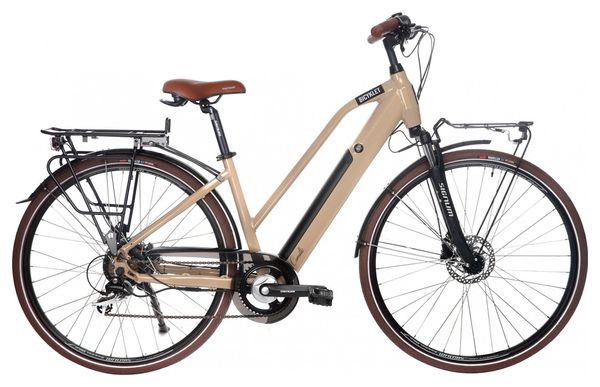 Producto Reacondicionado - Bicyklet Camille Bicicleta Eléctrica de Ciudad Shimano Acera/Altus 8V 504 Wh 700 mm Beige Marfil