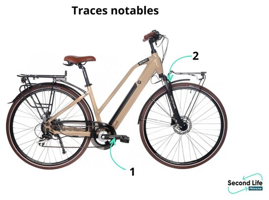 Producto Reacondicionado - Bicyklet Camille Bicicleta Eléctrica de Ciudad Shimano Acera/Altus 8V 504 Wh 700 mm Beige Marfil