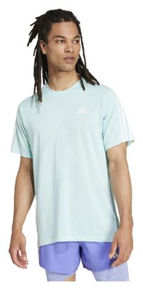 Maillot manches courtes adidas Own the Run 3 bandes Bleu Homme