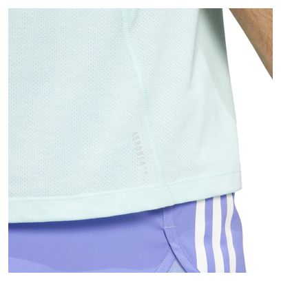 Maillot manches courtes adidas Own the Run 3 bandes Bleu Homme