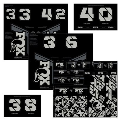 Kit Stickers Fox Racing Shox Fourche et Amortisseur Gris