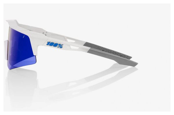100% Speedcraft XS Brille - Mattweiß - Verspiegelte Gläser Mehrschichtig Blau